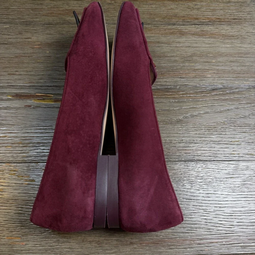 Stuart Weitzman Burgundy Suede Square Toe Tassel Loafer Flats CIYW 36619 Size 9M